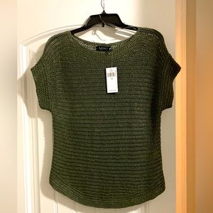 Ralph Lauren mesh short-sleeve sweater in green. Spring/Summer fun! Size S.